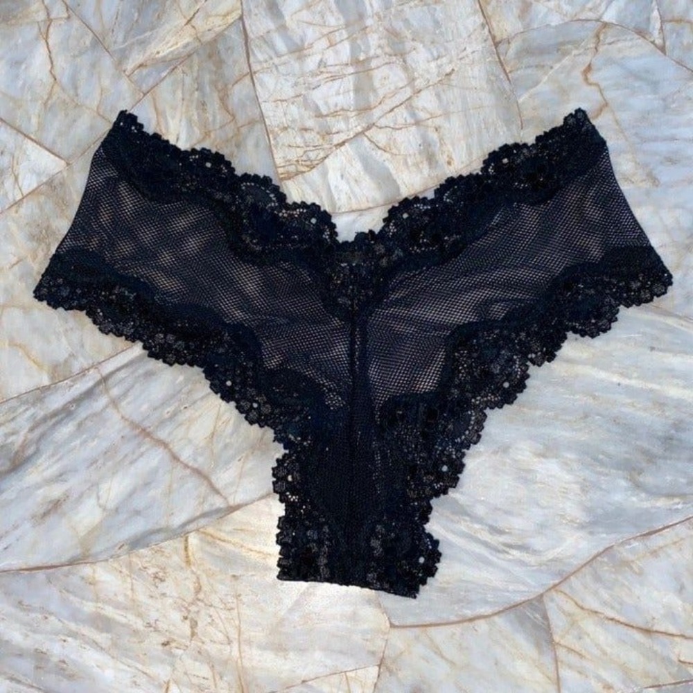 VS Sexy Little things Black  Fishnet Panty Underwear Panty Small Lace Up